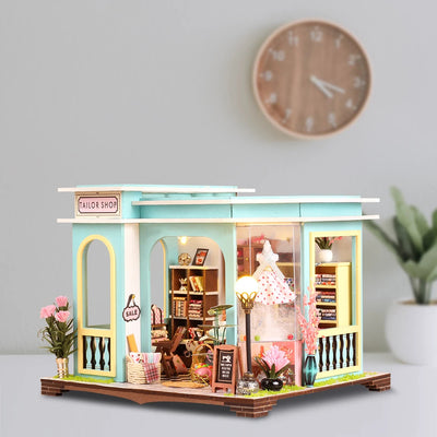 DIY Dollhouse Kit Tailor Shop Miniature House 3D Wooden Puzzles Alter Store Clothing Shop