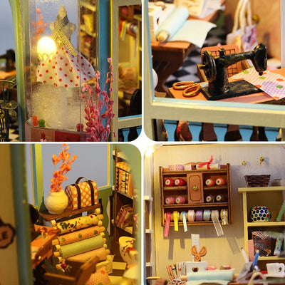 DIY Dollhouse Kit Tailor Shop Miniature House 3D Wooden Puzzles Alter Store Clothing Shop