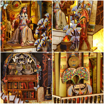 DIY Book Nook Kit Mysterious City Bookshelf Insert Egypt Pyramid DIY Bookend Diorama Scenery Bookshelf Decor