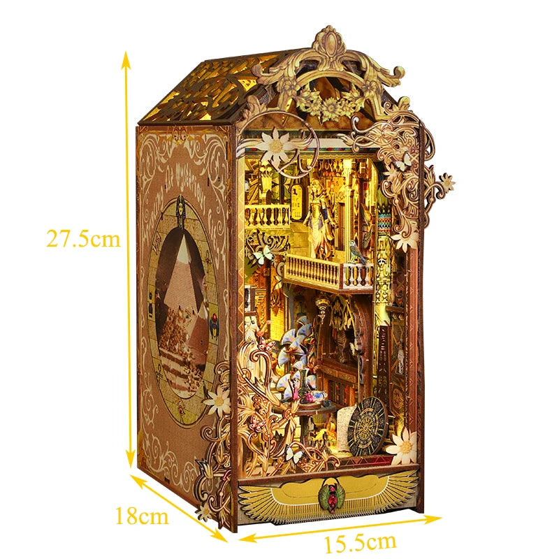 DIY Book Nook Kit Mysterious City Bookshelf Insert Egypt Pyramid DIY Bookend Diorama Scenery Bookshelf Decor