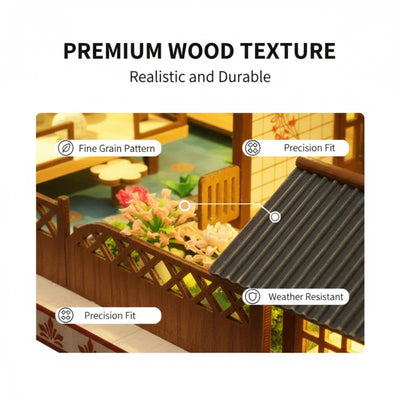 DIY Dollhouse Kit Zen Miniature House 3D Wooden Puzzles Ancient Japanese Style Doll House Craft Kits