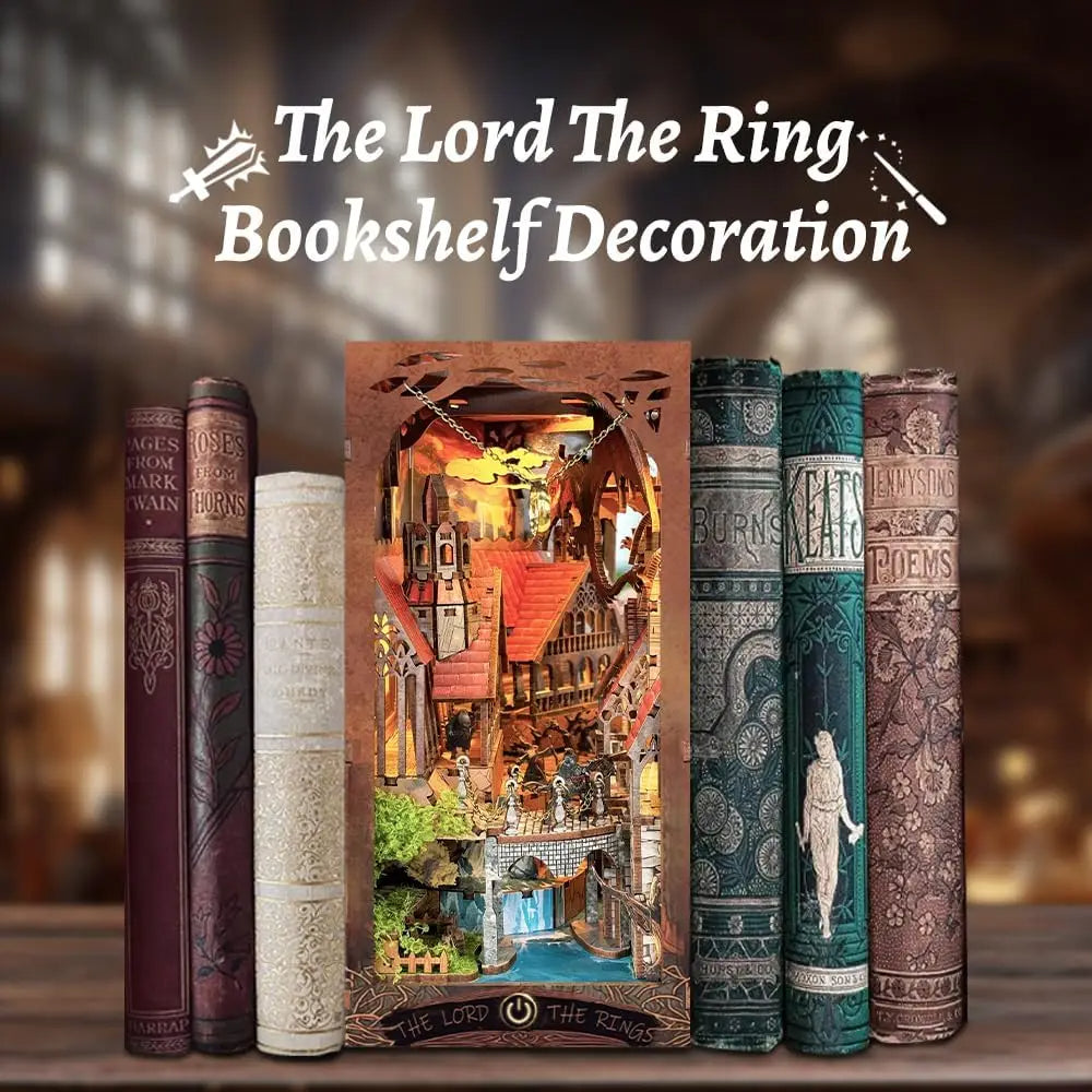 DIY Book Nook Kit Magic Ring Bookshelf Insert LOTR Booknook Diorama Scenery