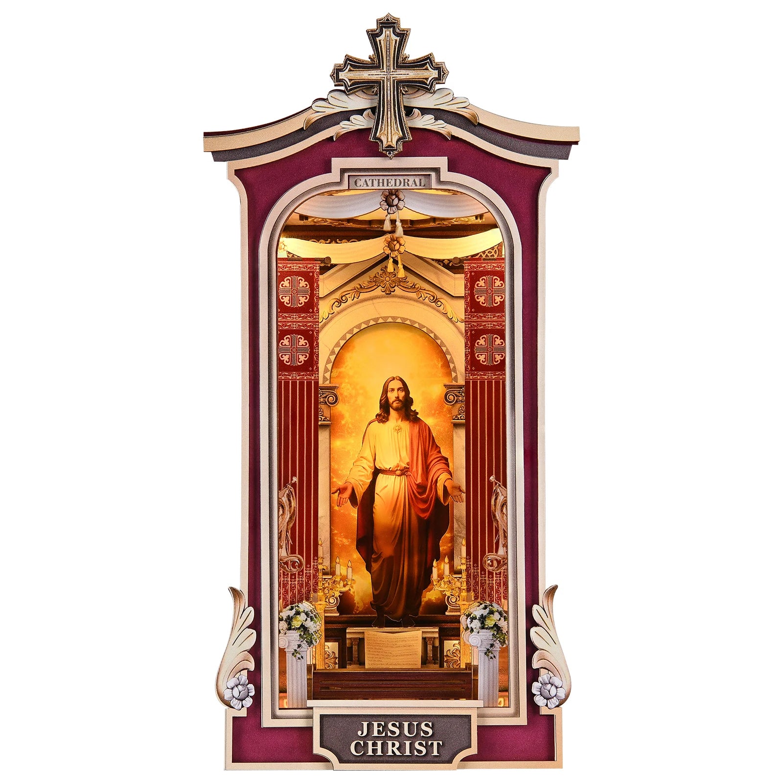 DIY Book Nook Kit Jesus Christ DIY Bookend Cathedral Diorama Scenery Church Prayer Room Bookshelf Decor