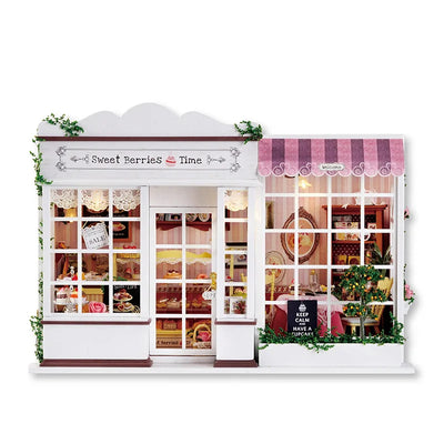 DIY Dollhouse Kit Sweet Berries Time Miniature Cake Shop 3D Wooden Puzzles Dessert Shop Diorama Scenery Casa Bakery