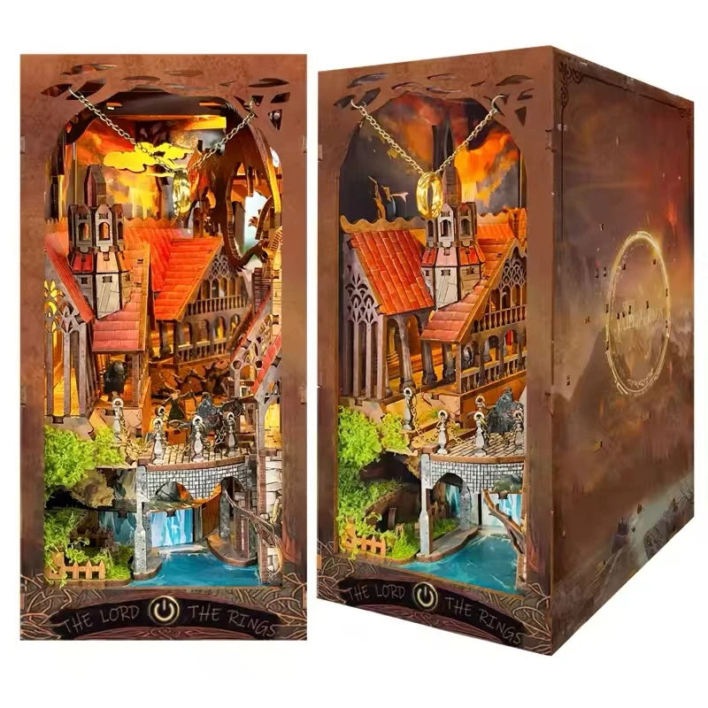 DIY Book Nook Kit Magic Ring Bookshelf Insert LOTR Booknook Diorama Scenery