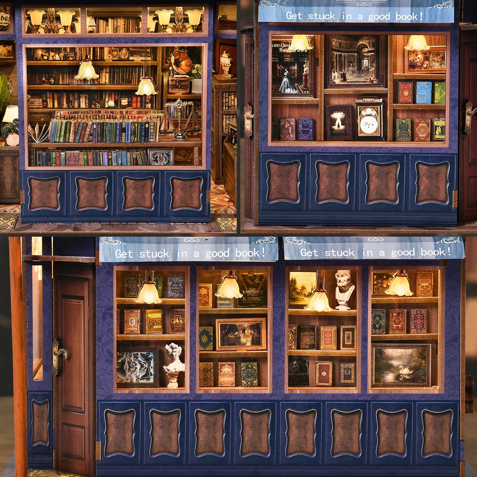 DIY Dollhouse Kit Notting Hill Bookstore Miniature Casa Dollhouse 3D Wooden Puzzles Library Diorama Scenery