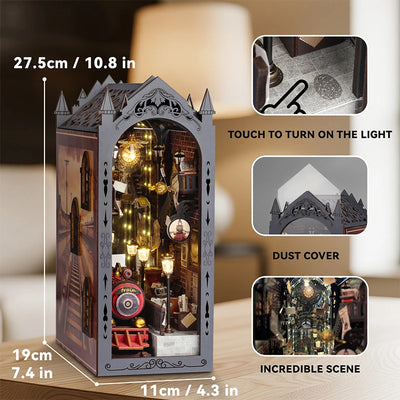 DIY Book Nook Kit Magic Train Platform DIY Bookend Railway Station Diorama Scenery Bookshelf Decor 3D Wooden Puzzles