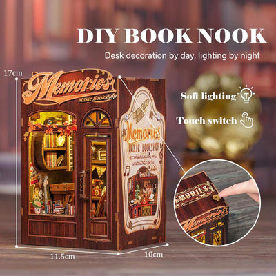 DIY Book Nook Kit Miniature Memories Music Shop DIY Bookend Diorama Scenery Music Studio Bookshelf Decor