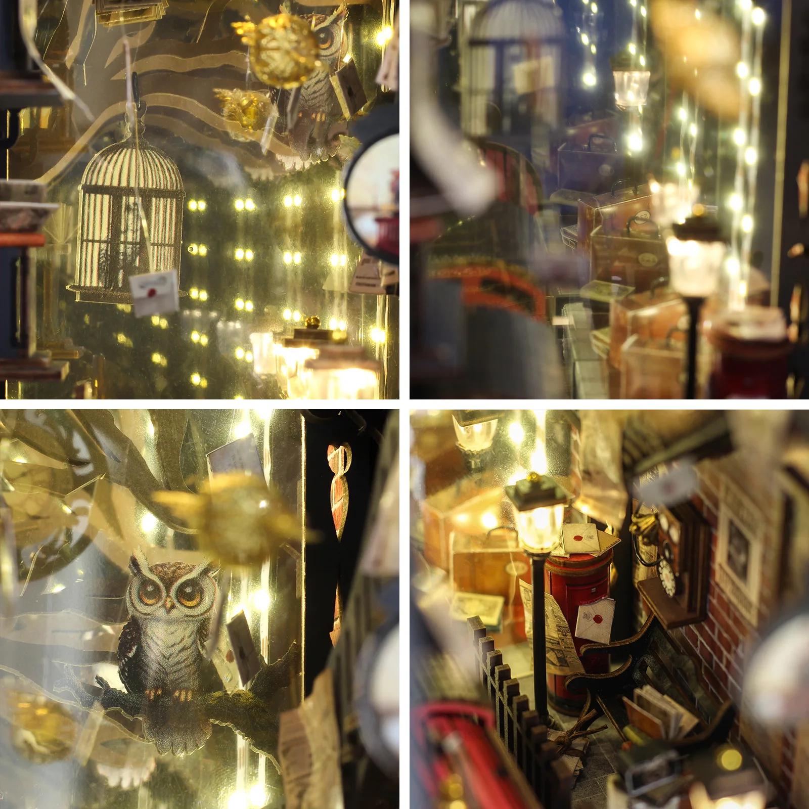 DIY Book Nook Kit Magic Train Platform DIY Bookend Railway Station Diorama Scenery Bookshelf Decor 3D Wooden Puzzles