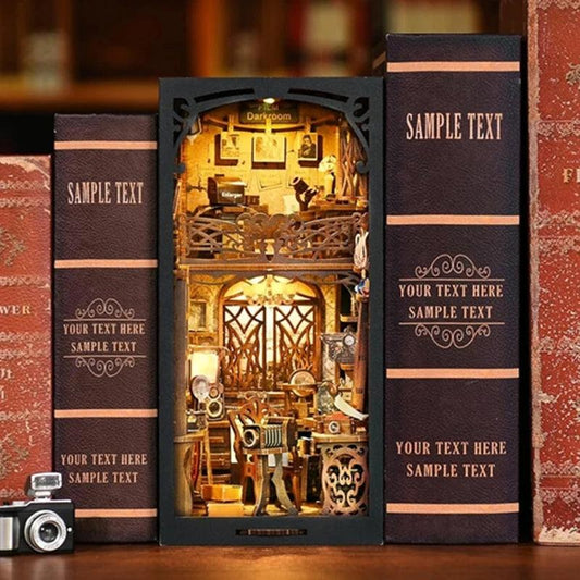 DIY Book Nook Kit Film Darkroom Dioramas Book Shelf Insert Book Scenery with LED Model Building Kit - Rajbharti Crafts