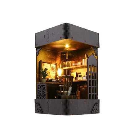 Holmes Detective Agency Room Box Miniature Dollhouse DIY Mini House Building Kit With LED