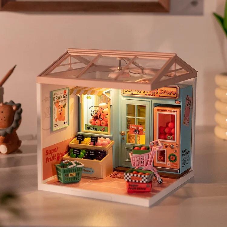 Miniature Grocery Shop Supermarket Dollhouse Inspiration Coffee Shop Miniature Dollhouse Kit Coffee Shop Dollhouse Fruit Vegetable Shop Mini - Rajbharti Crafts