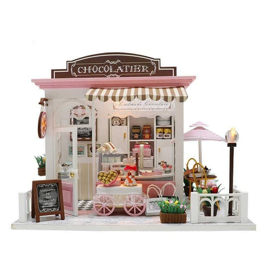 Chocolatier Shop Dollhouse Cafe DIY Dollhouse Miniature Dollhouse Kit Adult Craft Kit Birthday Christmas Gift - Rajbharti Crafts