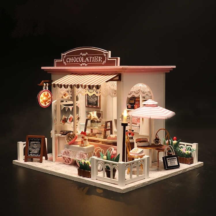 Chocolatier Shop Dollhouse Cafe DIY Dollhouse Miniature Dollhouse Kit Adult Craft Kit Birthday Christmas Gift - Rajbharti Crafts