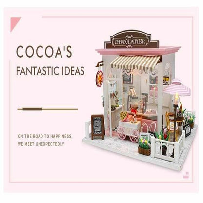 Chocolatier Shop Dollhouse Cafe DIY Dollhouse Miniature Dollhouse Kit Adult Craft Kit Birthday Christmas Gift - Rajbharti Crafts