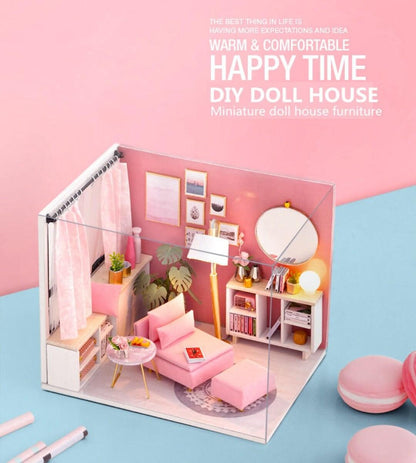 DIY Dollhouse Kit Living Room Miniature House with Furniture Adult Craft DIY Kits children gift - Rajbharti Crafts