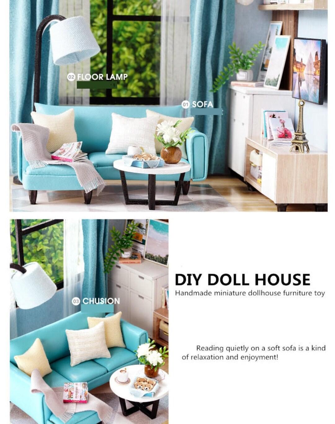 DIY Dollhouse Kit Living Room Miniature House with Furniture Adult Craft DIY Kits children gift - Rajbharti Crafts