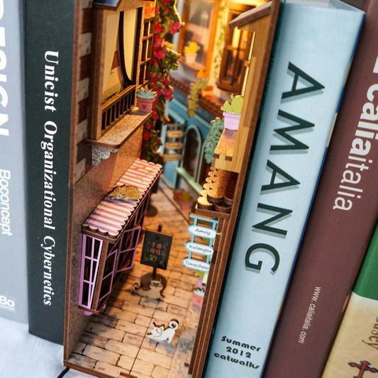 DIY Book Nook - Romantic Island Book Nook - DIY Book Nook Kits - Book Shelf Insert - Book Scenery - Bookcase with Light Model Building Kit - Rajbharti Crafts