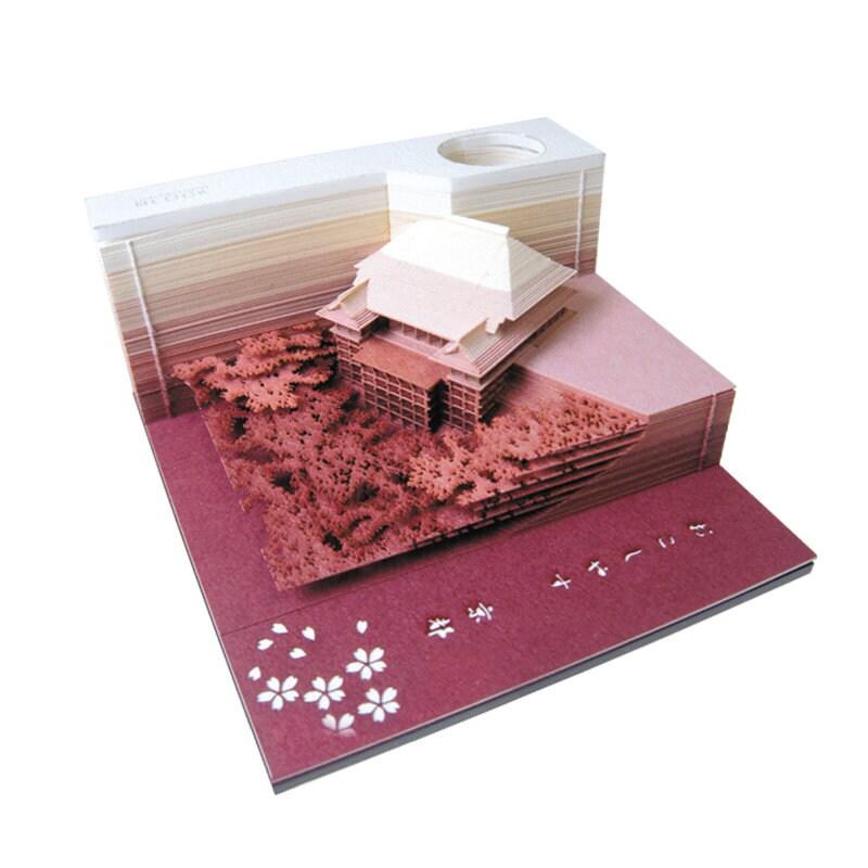 Japanese Architectural Model Building 3D Note Pad - Sticky Memo Pad - Omoshiroi Block - Post Notes - DIY Paper Craft - Stationery Toys Gift - Rajbharti Crafts