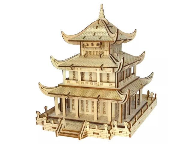 DIY Doll House Kit - Chinese Traditional Style Building Dollhouse Miniature - DIY Wooden Puzzle Dollhouse Kit - Wooden Miniature Doll House - Rajbharti Crafts