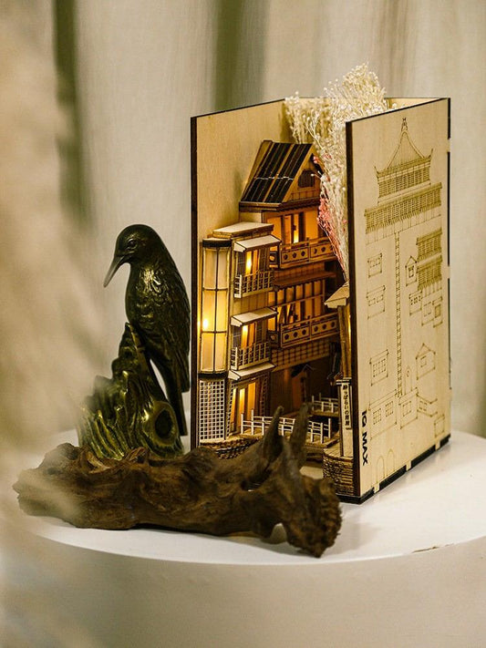DIY Book Nook - Chinese Village Alley Book Nook - DIY Doll House Book - Book Shelf Insert - Book Scenery - Bookcase - Bookend Book Nooks Kit - Rajbharti Crafts