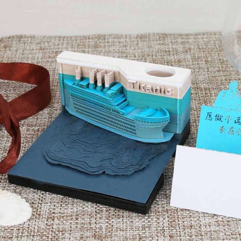 Titanic Ship Miniature Model Building 3D Note Pad - Art Memo Pad - Omoshiroi Block - Post Notes - DIY Paper Art Craft - Stationery Toys Gift - Rajbharti Crafts