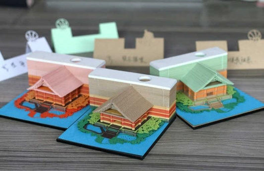 Dreamy Cottage Miniature 3D Note Pad - Creative Memo Pad - 3D Omoshiroi Block - DIY Paper Craft - Stationery Toys With LED - Gifts - Rajbharti Crafts