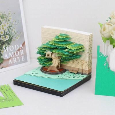 Tree House Miniature Model Building 3D Note Pad - Creative Memo Pad - Omoshiroi Block - DIY Paper Craft - Stationery Toys With LED - Gifts - Rajbharti Crafts