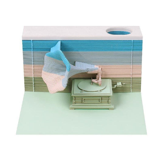 Phonograph 3D Note Pad - Phonograph Miniature - Gramophone Model - Creative Memo Pad - Omoshiroi Block - Artistic Note Pad - Unique Gifts - Rajbharti Crafts