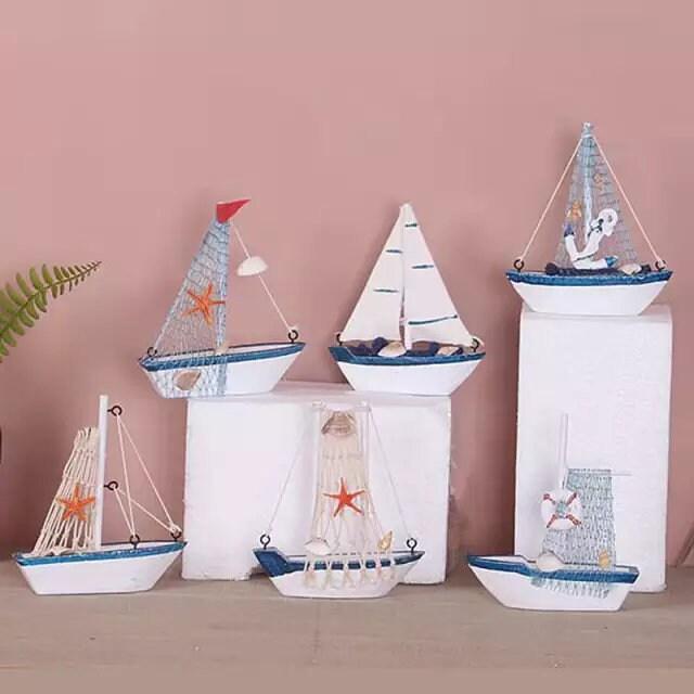 Miniature Sailboat Model - Ferry Ship Model - Mediterranean Style Sailboat - Wooden Miniature Ship - Marine Decoration - Nautical Decoration - Rajbharti Crafts