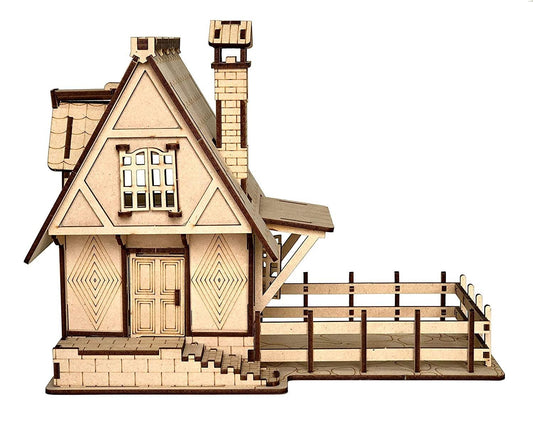 DIY Wooden Doll House Kit - DIY Garden House Miniature - Farm House - 3D Wooden Puzzle - Construction Toy, Modeling Kit - Easy to Assemble - Rajbharti Crafts