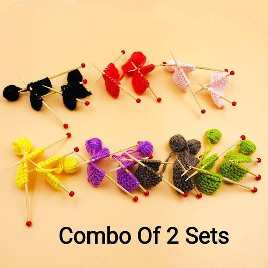 1:12 Scale - Miniature Knitting Needles - Dollhouse Knitting Scene Accessories - Combo Of 2 Sets Miniature Wool Ball - Miniature Accessories - Rajbharti Crafts