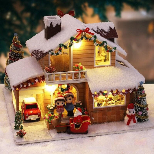 Christmas Dollhouse DIY Dollhouse Kit Christmas Village Miniature - Rajbharti Crafts