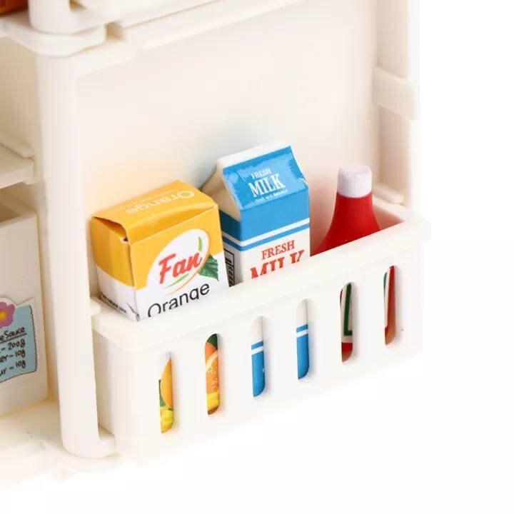 1:12 Scale - 16 Pcs Miniature Refrigerator - Miniature Fridge - Real Mini Kitchen Scene Mini Refrigerator Dollhouse Refrigerator With Stuff - Rajbharti Crafts