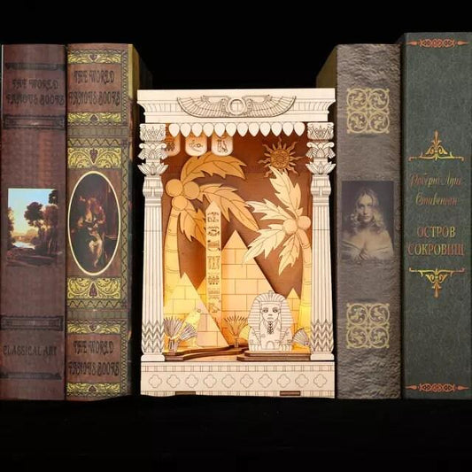 DIY Book Nook - Great Pyramid Of Giza Book Nooks - Egyptian Pyramids Book Nooks Shelf Insert - Book Scenery - Bookcase - DIY Dioramas Kit - Rajbharti Crafts