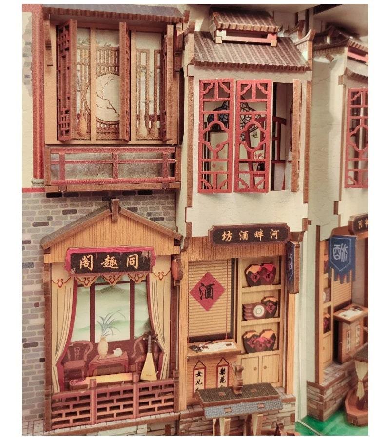 Jiangsu Watertown Book Nook DIY Book Nook Kits Book Doll House Book Shelf Insert Book Scenery Bookend Bookcase with Light Model Building Kit - Rajbharti Crafts