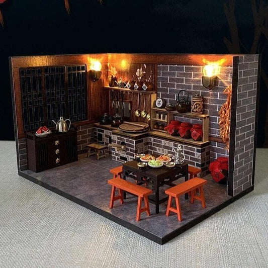 DIY Dollhouse Kit - Sushi Restaurant Miniature Doll House Kit - Chinese Restaurant Doll House Kit - Birthday, Christmas Gift Adult Craft - Rajbharti Crafts