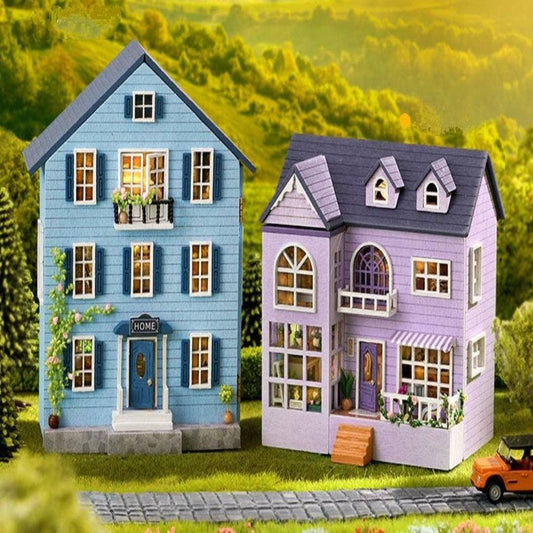 DIY Dollhouse Kit - Mini House Series European Style Dollhouse Two Story Doll House With Openable Doors Birthday Christmas Gift Adult Craft - Rajbharti Crafts