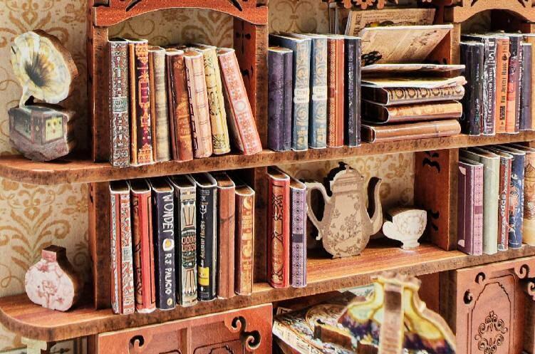 Magic Book House - Eternal Bookstore Book Nook - DIY Book Nook Kits Library Book Shelf Insert - Rajbharti Crafts