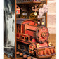 Steam Train Engine - DIY Book Nook Kits Book Doll House Book Shelf Insert Book Scenery Bookends Bookcase with Light Model Building Kit - Rajbharti Crafts