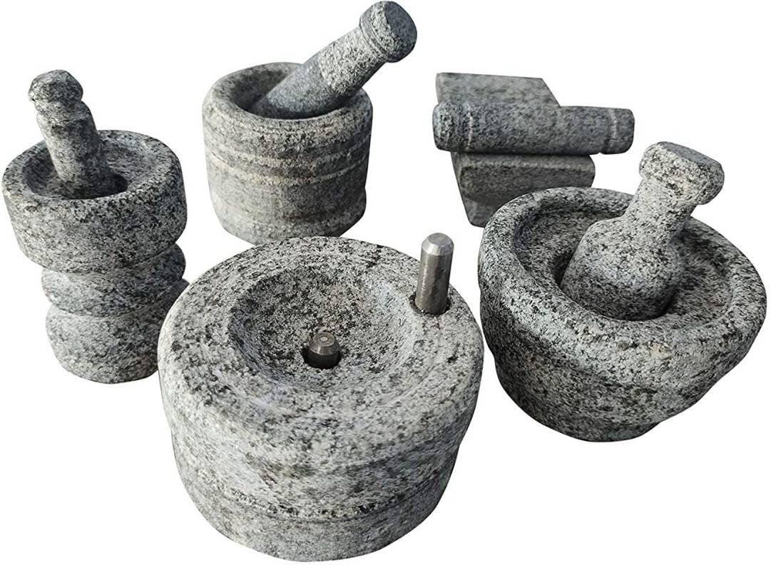Real Cooking Miniature Set Miniature Mortar and Pestle Set Traditional Grinding Stone Kitchen Play Set Tiny Cooking Set Miniature Utensil - Rajbharti Crafts