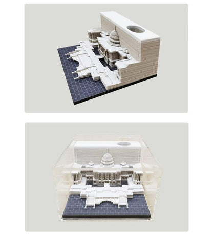US White House 3D Note Pad - Creative Memo Pad - 3D Omoshiroi Block - Presidents Office DIY Paper Craft - USA National Day Gifts - Rajbharti Crafts