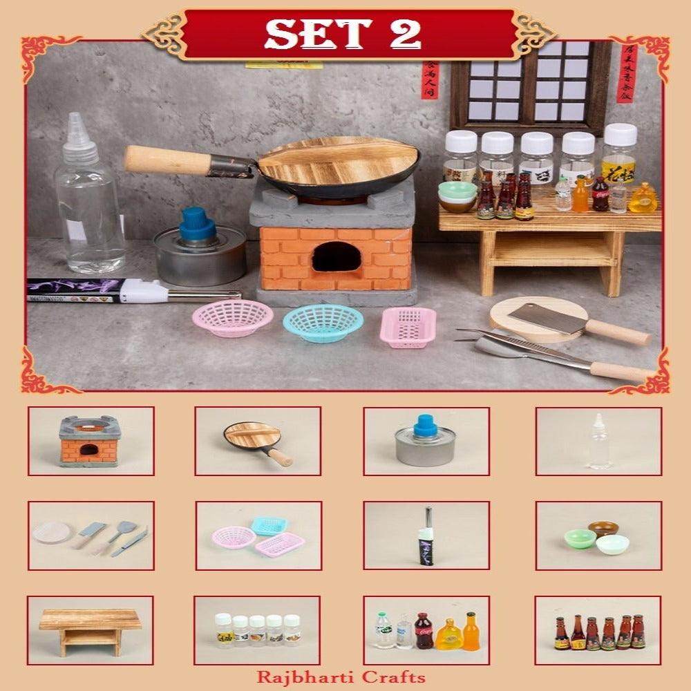 Real Cooking Miniature Set Tiny Cooking Set Dollhouse Kitchen Set